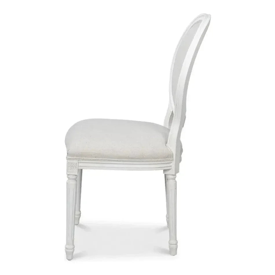 Oval Wood White Armless Side Chair 2PC - LOOMLAN - Sarreid - Accent Chairs