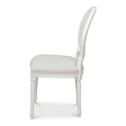Oval Wood White Armless Side Chair 2PC - LOOMLAN - Sarreid - Accent Chairs