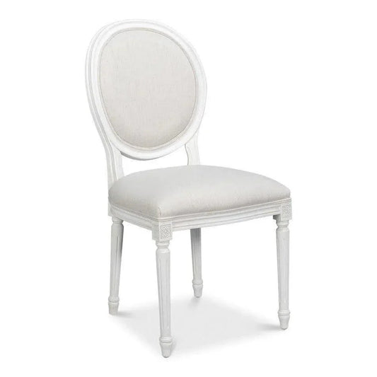 Oval Wood White Armless Side Chair 2PC - LOOMLAN - Sarreid - Accent Chairs