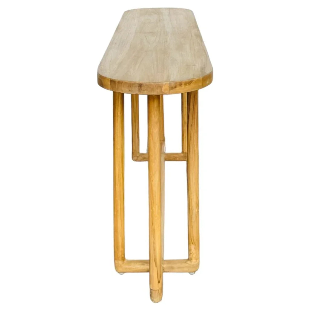 Ovaline Natural Wooden Console Table - LOOMLAN - Artesia - Console Tables