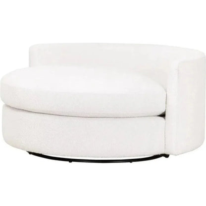 Oversized White Boucle Swivel Chair & A Half - LOOMLAN - Essentials For Living - Club Chairs