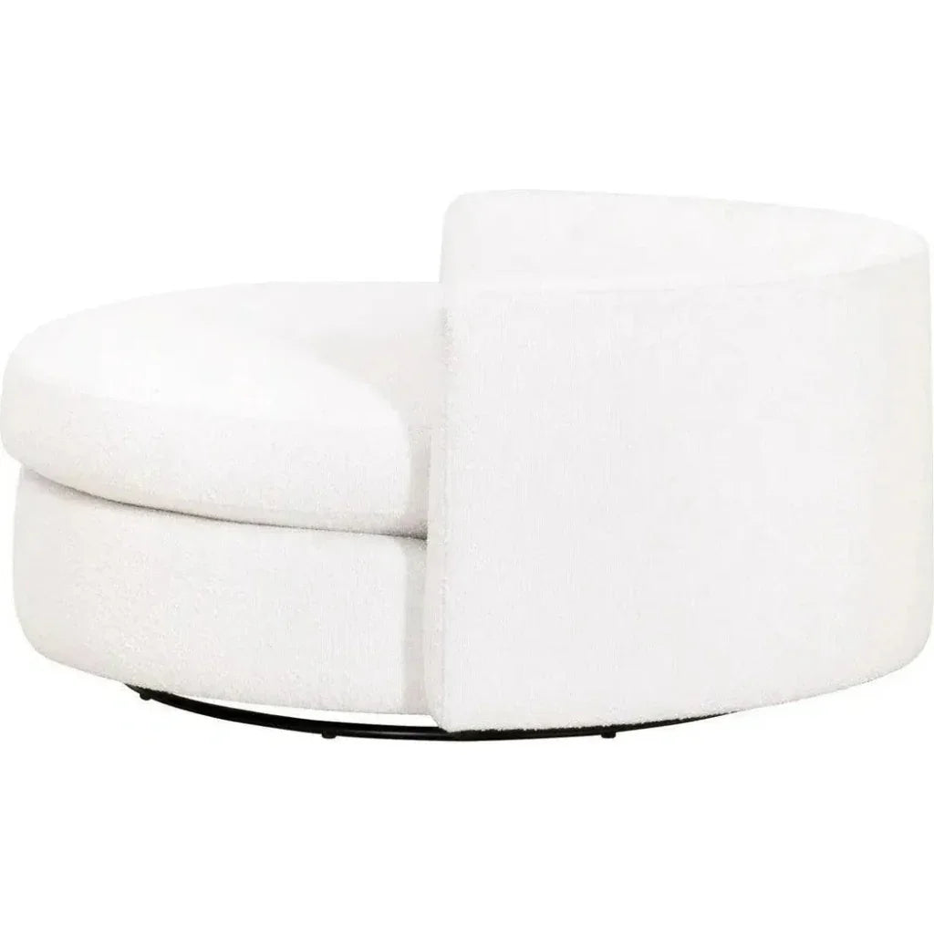 Oversized White Boucle Swivel Chair & A Half - LOOMLAN - Essentials For Living - Club Chairs