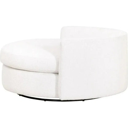 Oversized White Boucle Swivel Chair & A Half - LOOMLAN - Essentials For Living - Club Chairs