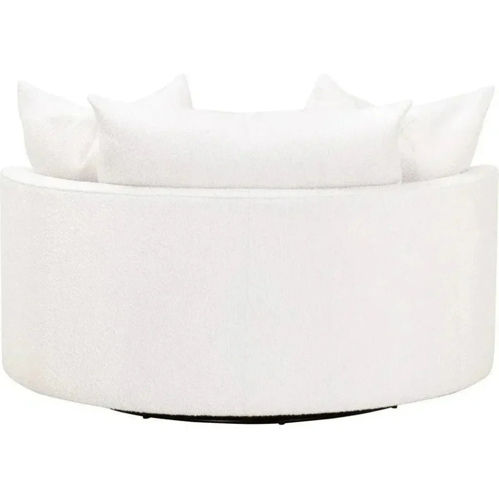 Oversized White Boucle Swivel Chair & A Half - LOOMLAN - Essentials For Living - Club Chairs