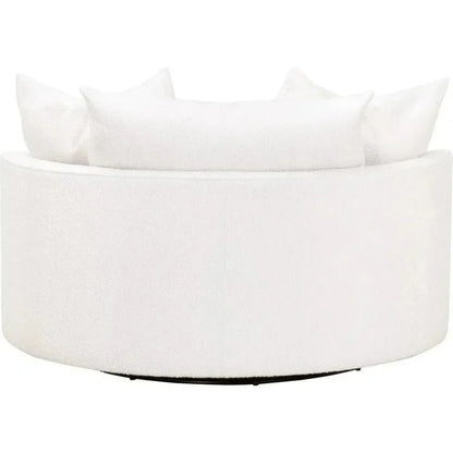 Oversized White Boucle Swivel Chair & A Half - LOOMLAN - Essentials For Living - Club Chairs