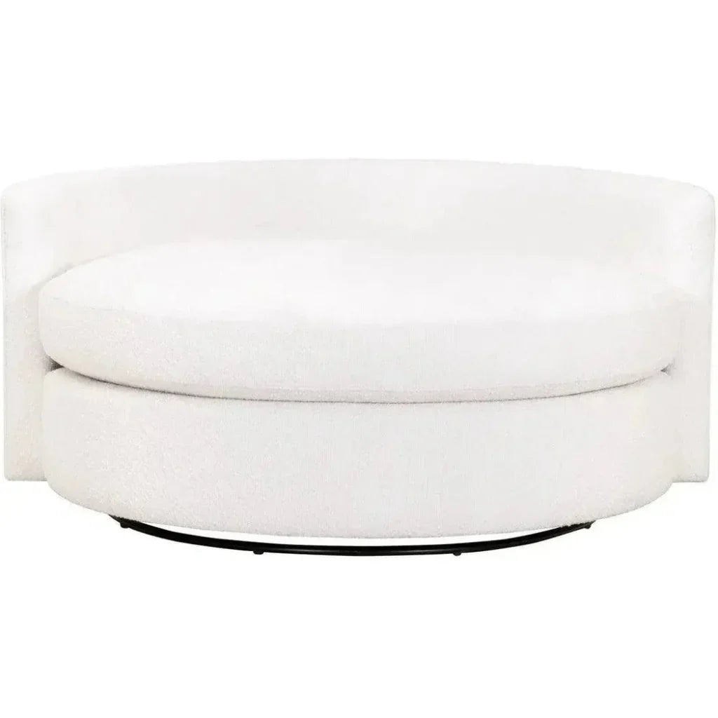 Oversized White Boucle Swivel Chair & A Half - LOOMLAN - Essentials For Living - Club Chairs