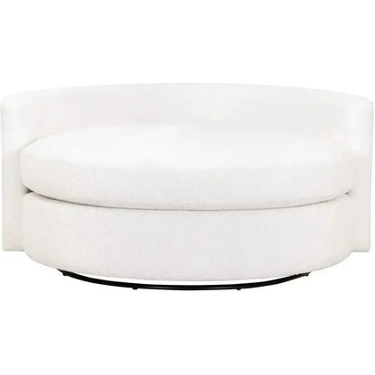 Oversized White Boucle Swivel Chair & A Half - LOOMLAN - Essentials For Living - Club Chairs