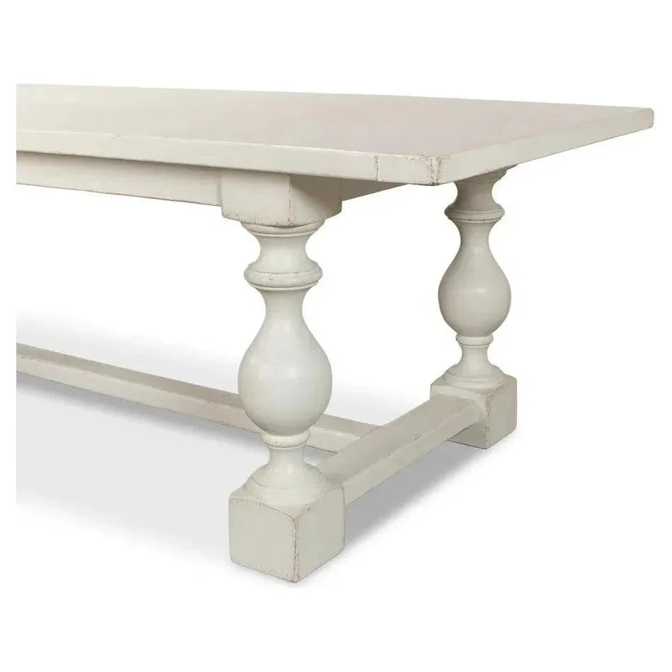 Owen Antique White Dining Table Seats 8 Reclaimed Wood-Dining Tables-Sarreid-LOOMLAN