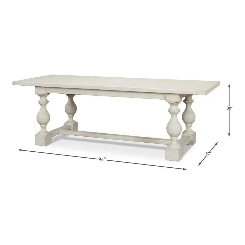 Owen Antique White Dining Table Seats 8 Reclaimed Wood-Dining Tables-Sarreid-LOOMLAN