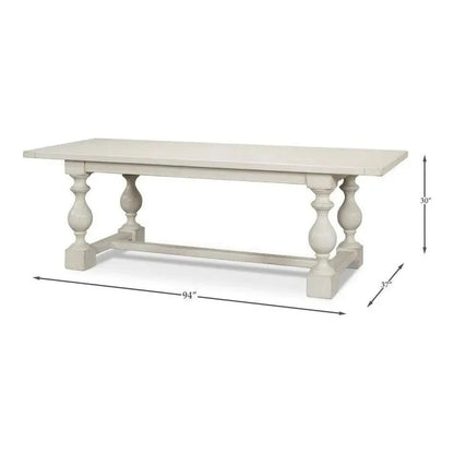 Owen Antique White Dining Table Seats 8 Reclaimed Wood-Dining Tables-Sarreid-LOOMLAN