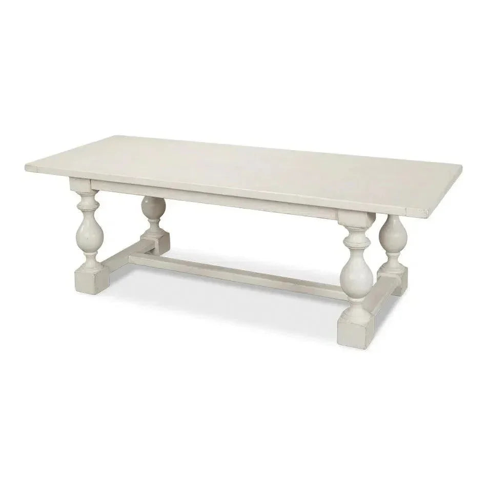 Owen Antique White Dining Table Seats 8 Reclaimed Wood-Dining Tables-Sarreid-LOOMLAN
