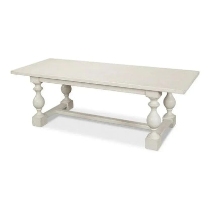 Owen Antique White Dining Table Seats 8 Reclaimed Wood-Dining Tables-Sarreid-LOOMLAN