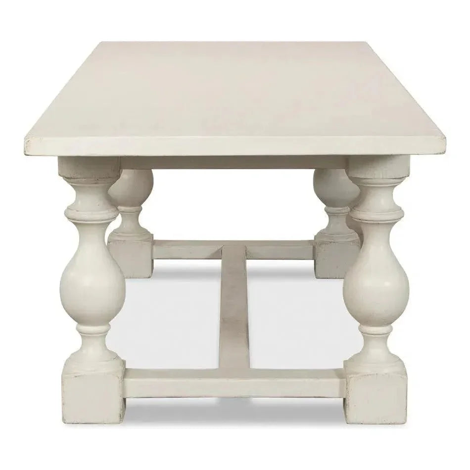 Owen Antique White Dining Table Seats 8 Reclaimed Wood-Dining Tables-Sarreid-LOOMLAN