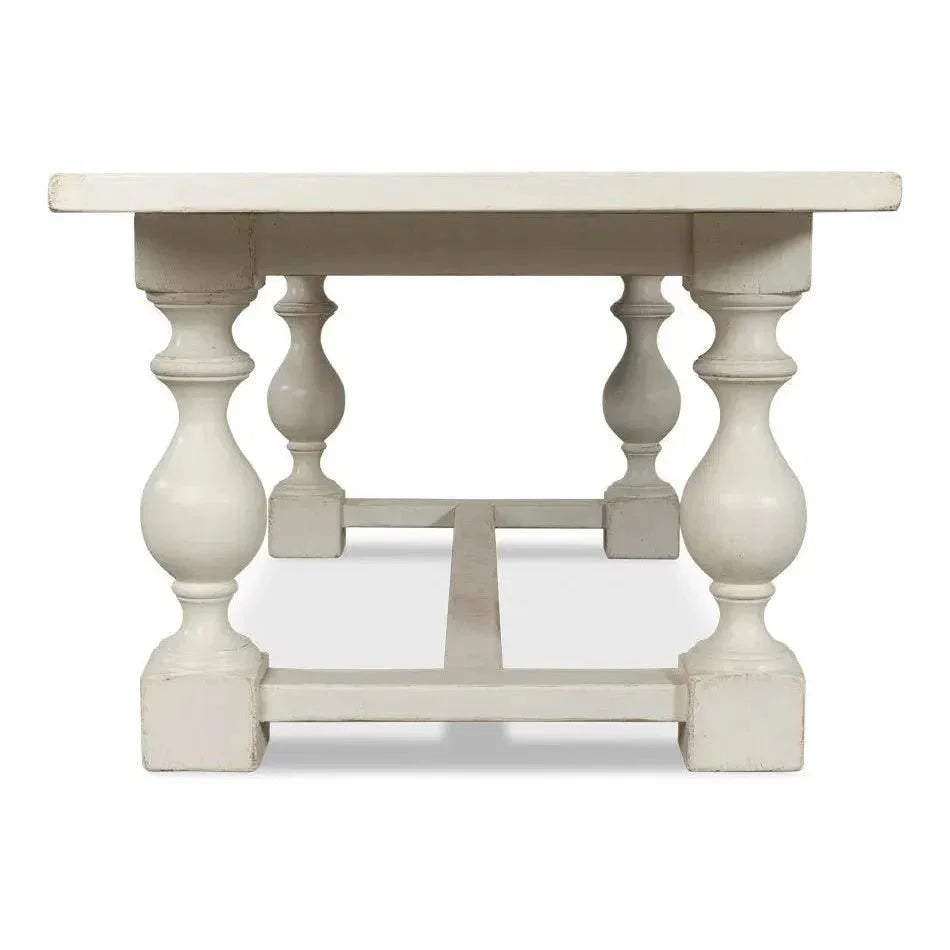 Owen Antique White Dining Table Seats 8 Reclaimed Wood-Dining Tables-Sarreid-LOOMLAN