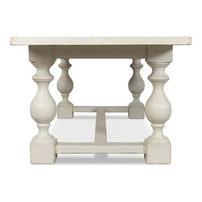 Owen Antique White Dining Table Seats 8 Reclaimed Wood-Dining Tables-Sarreid-LOOMLAN
