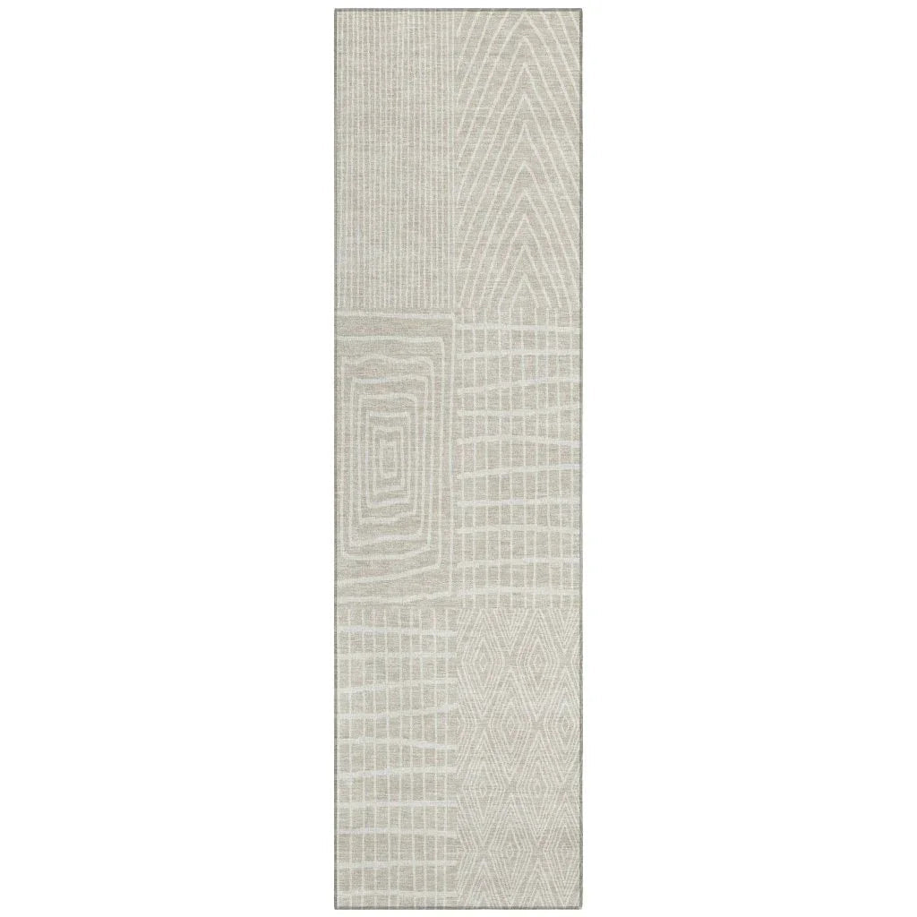 Owen Beige Washable Indoor-Outdoor Rug-Outdoor Rugs-LOOMLAN Rugs-2'3" x 7'6"-LOOMLAN