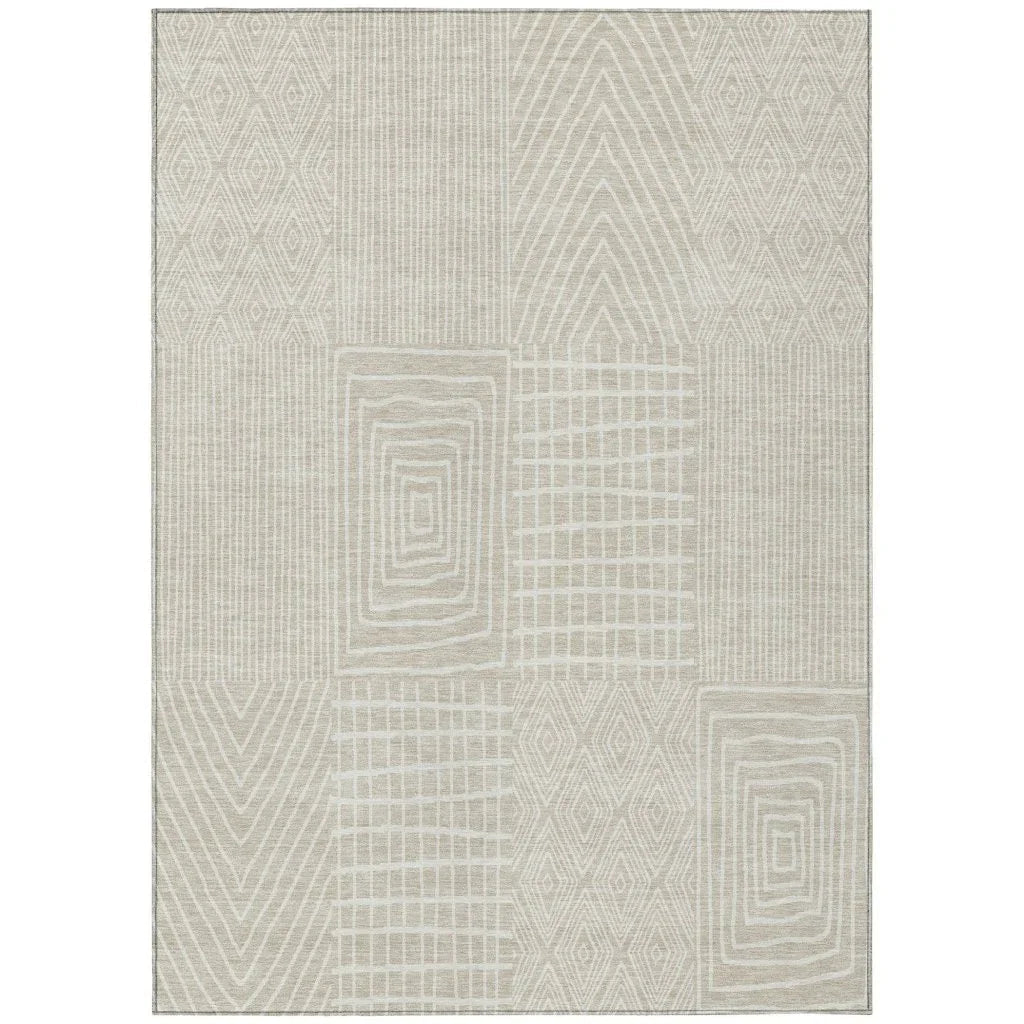 Owen Beige Washable Indoor-Outdoor Rug-Outdoor Rugs-LOOMLAN Rugs-2'6" x 3'10"-LOOMLAN