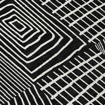 Owen Black Washable Indoor-Outdoor Rug-Outdoor Rugs-LOOMLAN Rugs-LOOMLAN