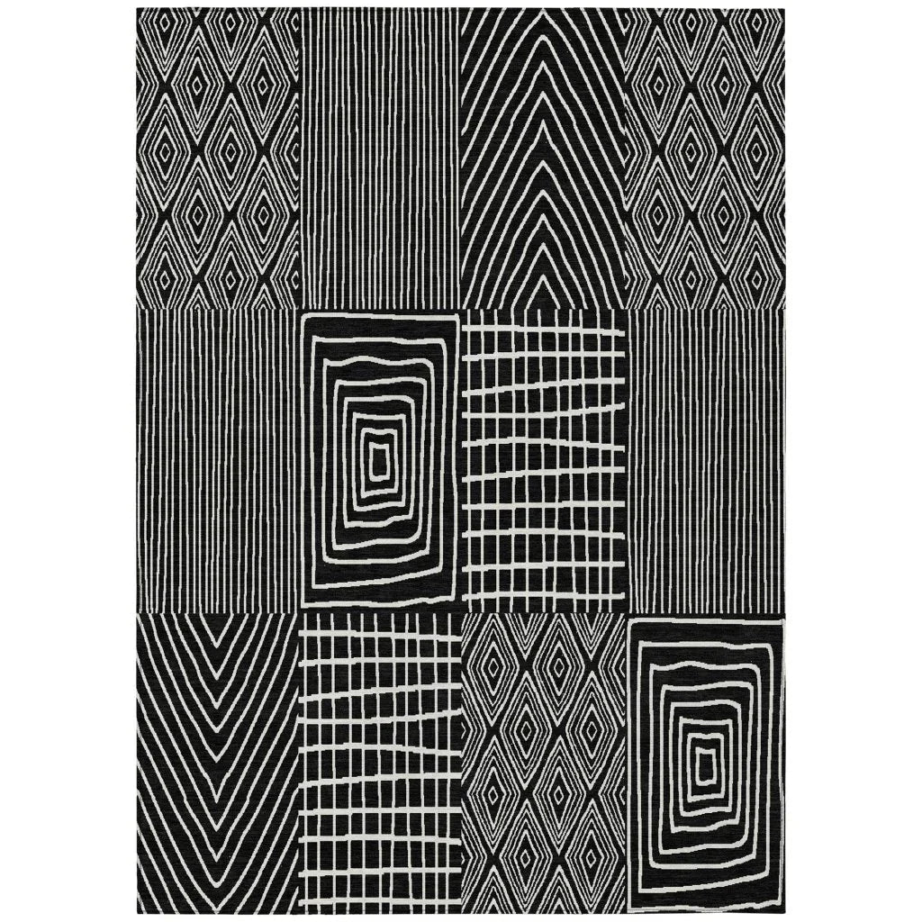 Owen Black Washable Indoor-Outdoor Rug-Outdoor Rugs-LOOMLAN Rugs-2'6" x 3'10"-LOOMLAN