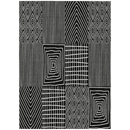 Owen Black Washable Indoor-Outdoor Rug-Outdoor Rugs-LOOMLAN Rugs-2'6" x 3'10"-LOOMLAN