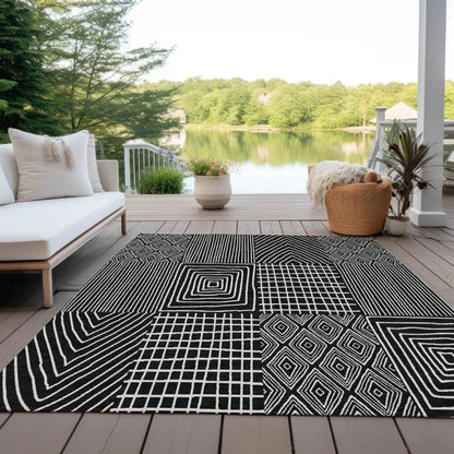 Owen Black Washable Indoor-Outdoor Rug-Outdoor Rugs-LOOMLAN Rugs-LOOMLAN