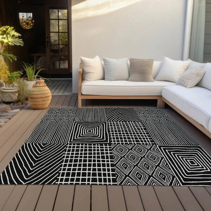 Owen Black Washable Indoor-Outdoor Rug-Outdoor Rugs-LOOMLAN Rugs-LOOMLAN