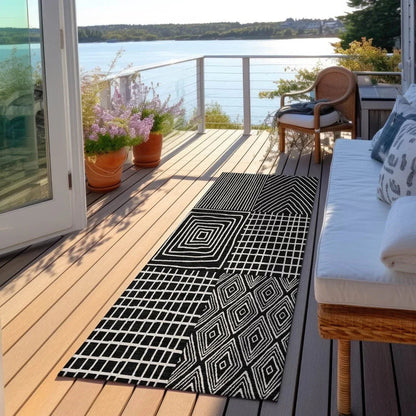 Owen Black Washable Indoor-Outdoor Rug-Outdoor Rugs-LOOMLAN Rugs-LOOMLAN