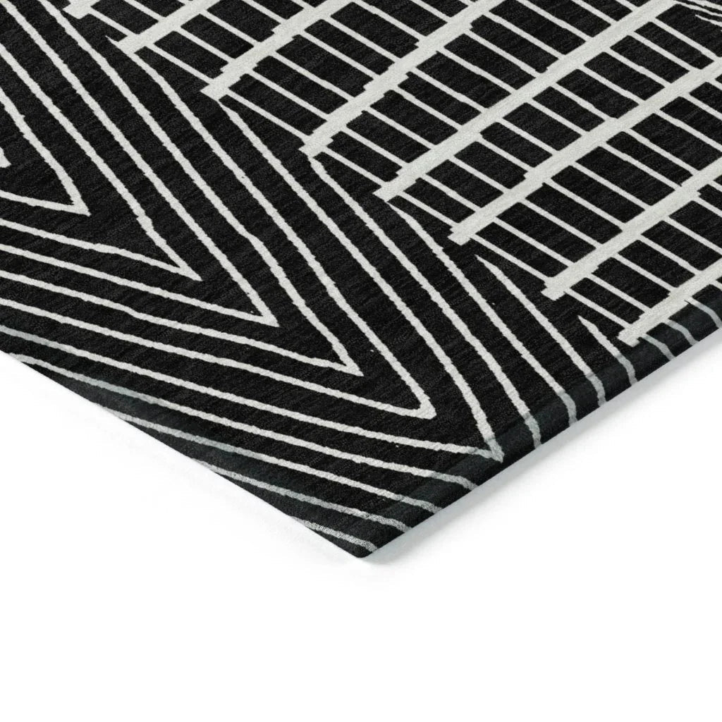 Owen Black Washable Indoor-Outdoor Rug-Outdoor Rugs-LOOMLAN Rugs-LOOMLAN