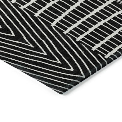 Owen Black Washable Indoor-Outdoor Rug-Outdoor Rugs-LOOMLAN Rugs-LOOMLAN