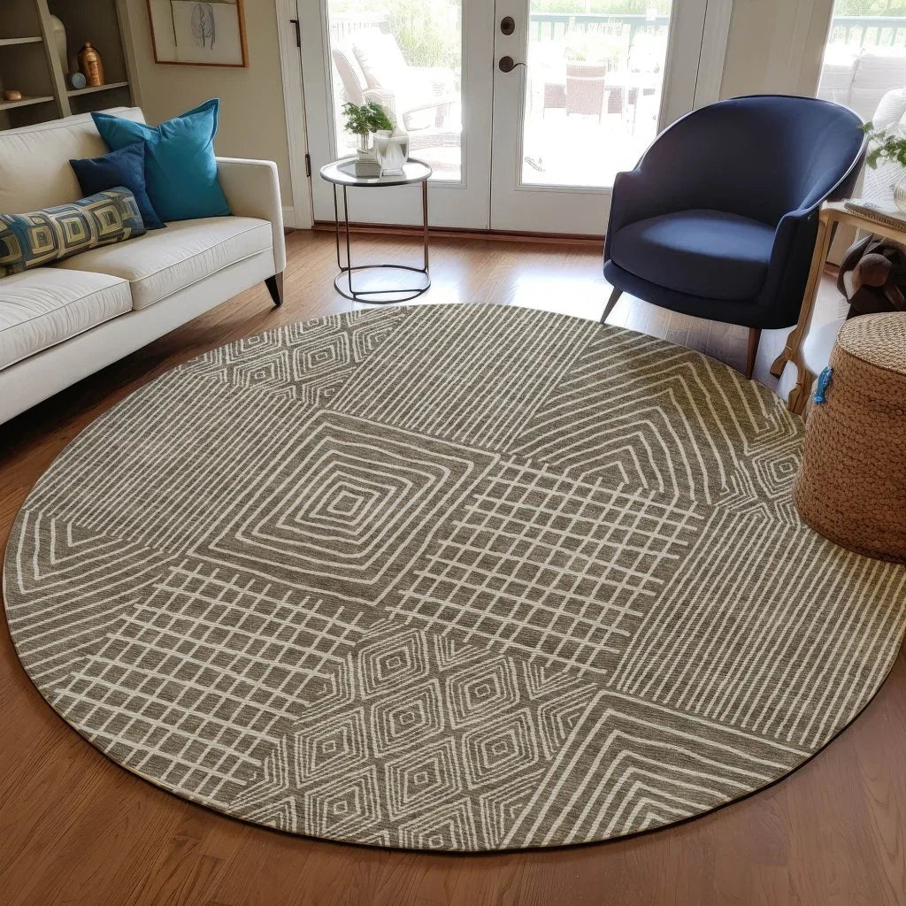 Owen Brown Washable Indoor-Outdoor Rug-Outdoor Rugs-LOOMLAN Rugs-LOOMLAN