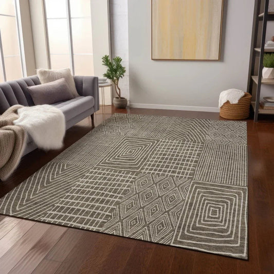 Owen Brown Washable Indoor-Outdoor Rug-Outdoor Rugs-LOOMLAN Rugs-LOOMLAN