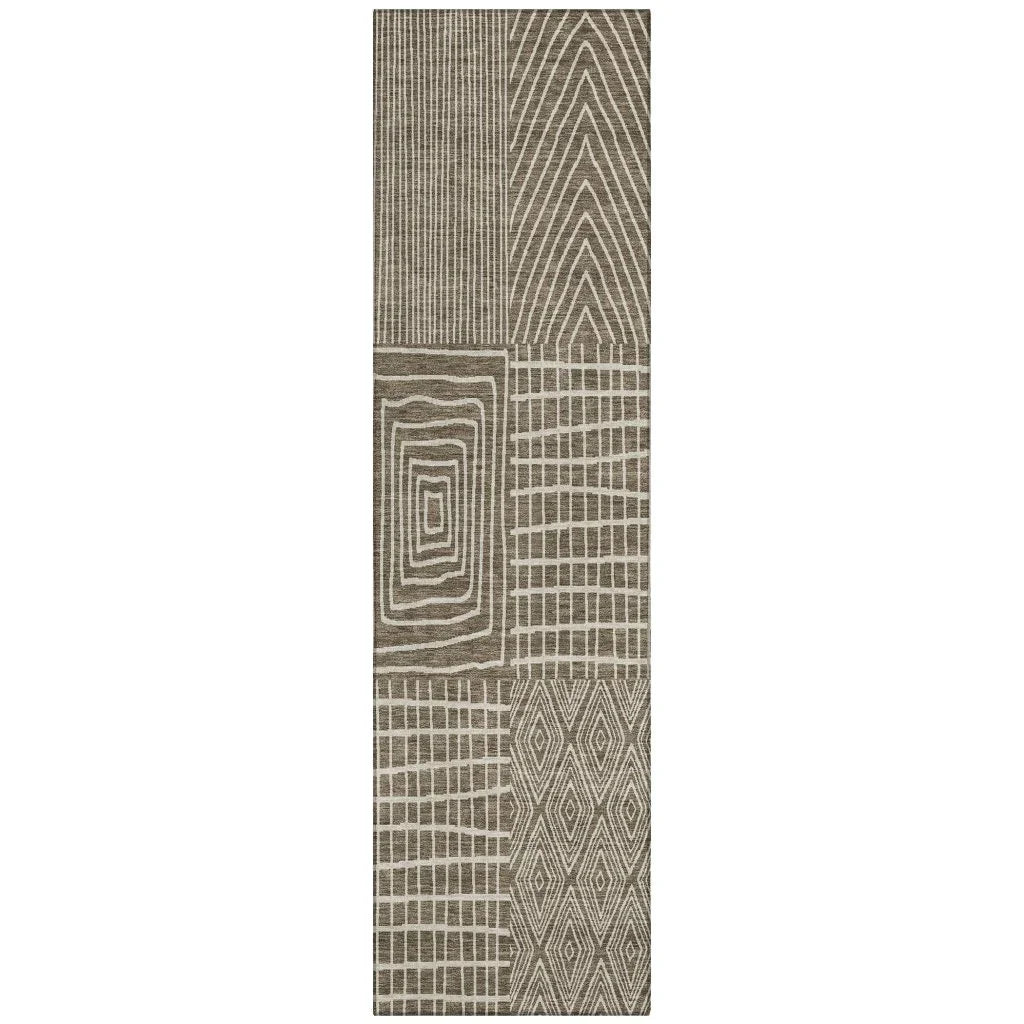 Owen Brown Washable Indoor-Outdoor Rug-Outdoor Rugs-LOOMLAN Rugs-2'3" x 7'6"-LOOMLAN