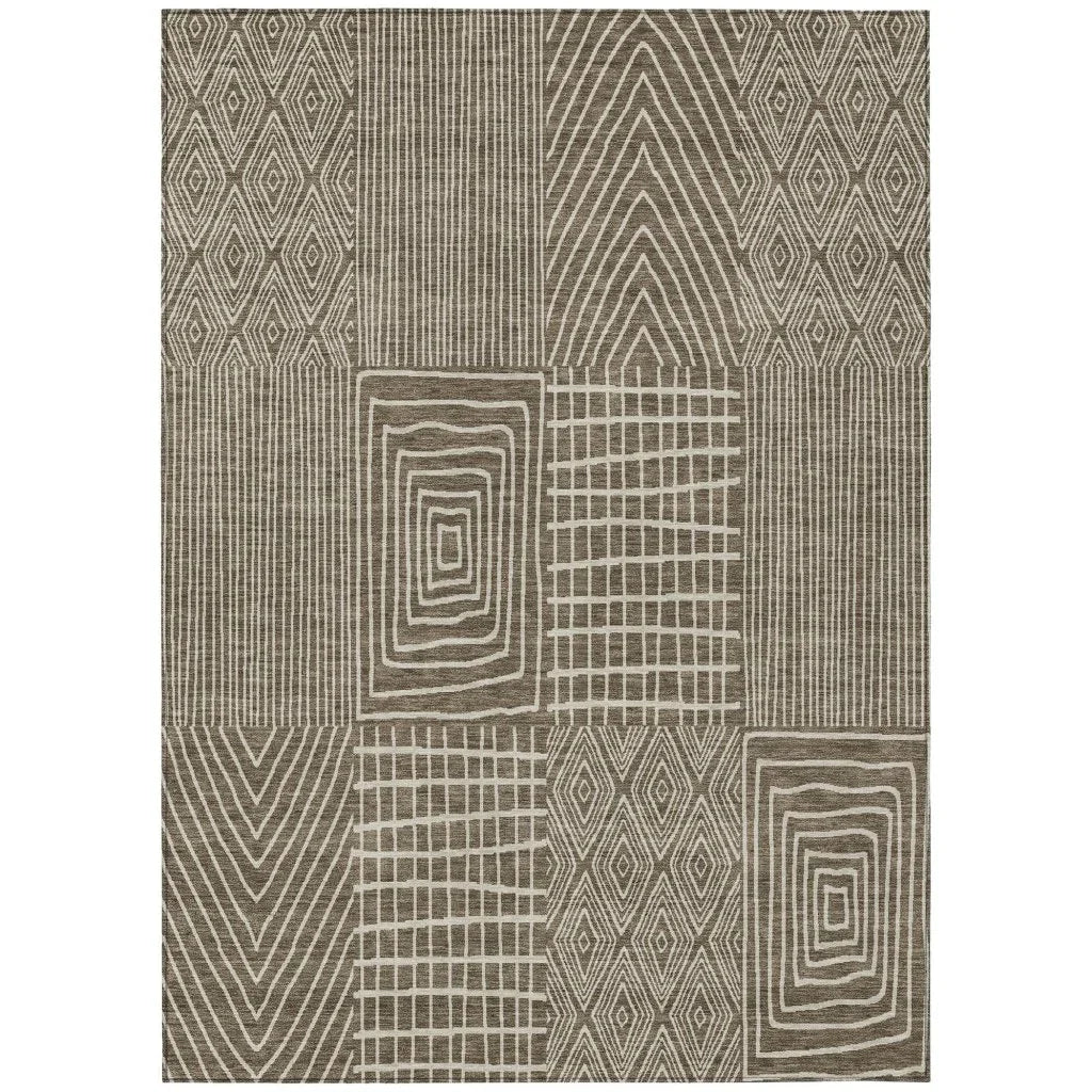 Owen Brown Washable Indoor-Outdoor Rug-Outdoor Rugs-LOOMLAN Rugs-2'6" x 3'10"-LOOMLAN