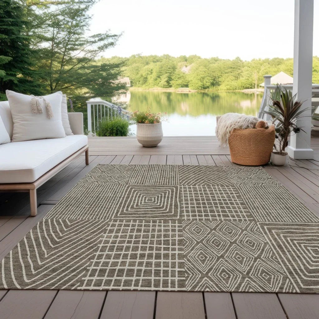 Owen Brown Washable Indoor-Outdoor Rug-Outdoor Rugs-LOOMLAN Rugs-LOOMLAN