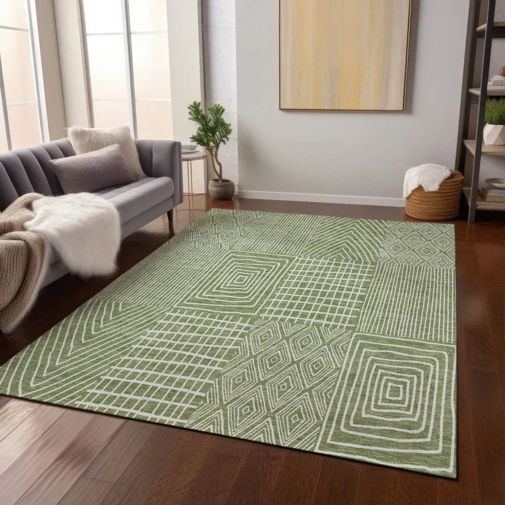 Owen Green Washable Indoor-Outdoor Rug-Outdoor Rugs-LOOMLAN Rugs-LOOMLAN