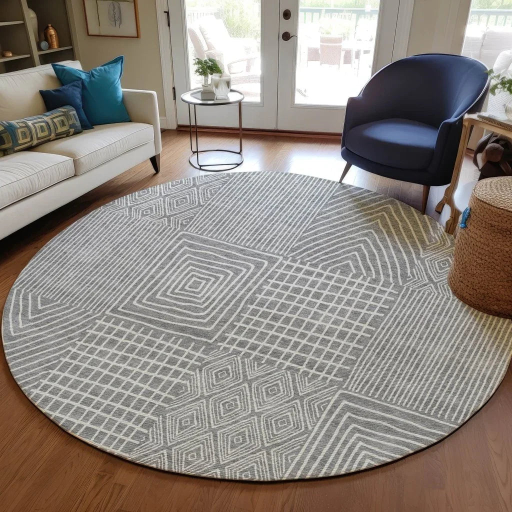 Owen Grey Washable Indoor-Outdoor Rug-Outdoor Rugs-LOOMLAN Rugs-LOOMLAN