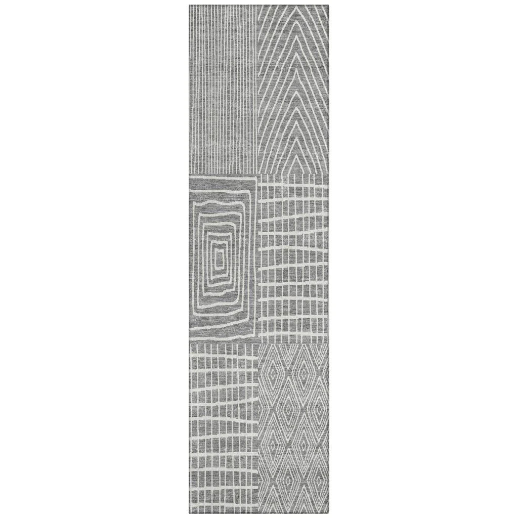 Owen Grey Washable Indoor-Outdoor Rug-Outdoor Rugs-LOOMLAN Rugs-2'3" x 7'6"-LOOMLAN