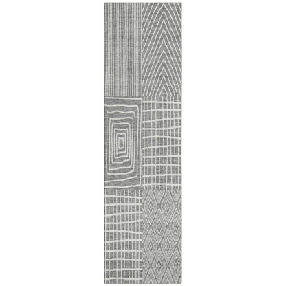 Owen Grey Washable Indoor-Outdoor Rug-Outdoor Rugs-LOOMLAN Rugs-2'3" x 7'6"-LOOMLAN