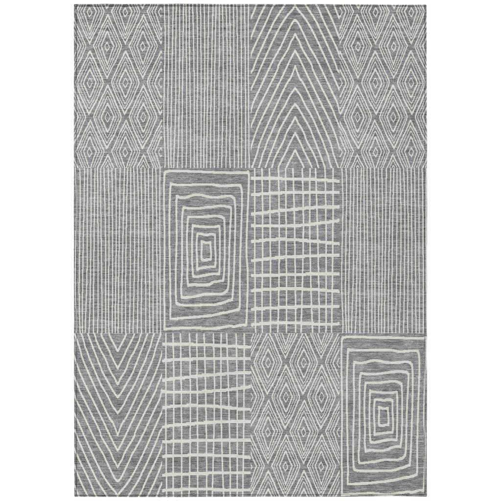 Owen Grey Washable Indoor-Outdoor Rug-Outdoor Rugs-LOOMLAN Rugs-2'6" x 3'10"-LOOMLAN