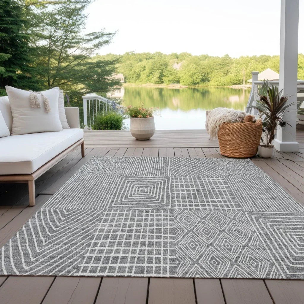 Owen Grey Washable Indoor-Outdoor Rug-Outdoor Rugs-LOOMLAN Rugs-LOOMLAN