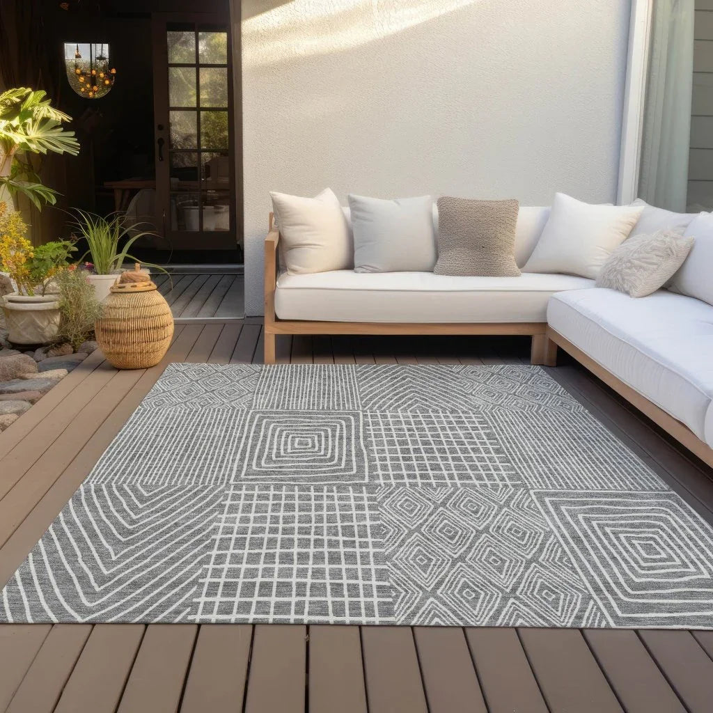 Owen Grey Washable Indoor-Outdoor Rug-Outdoor Rugs-LOOMLAN Rugs-LOOMLAN