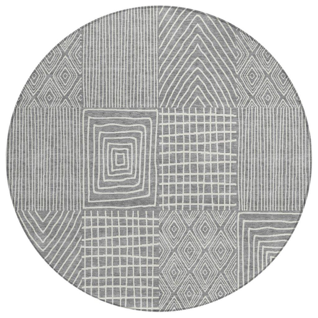 Owen Grey Washable Indoor-Outdoor Rug-Outdoor Rugs-LOOMLAN Rugs-8' x 8'-LOOMLAN