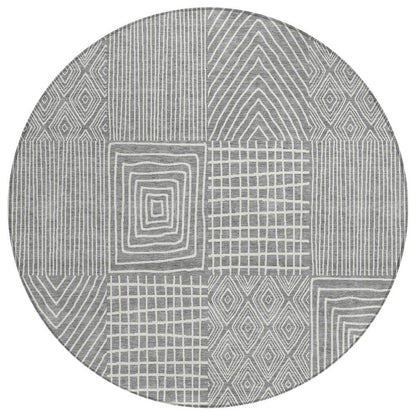 Owen Grey Washable Indoor-Outdoor Rug-Outdoor Rugs-LOOMLAN Rugs-8' x 8'-LOOMLAN
