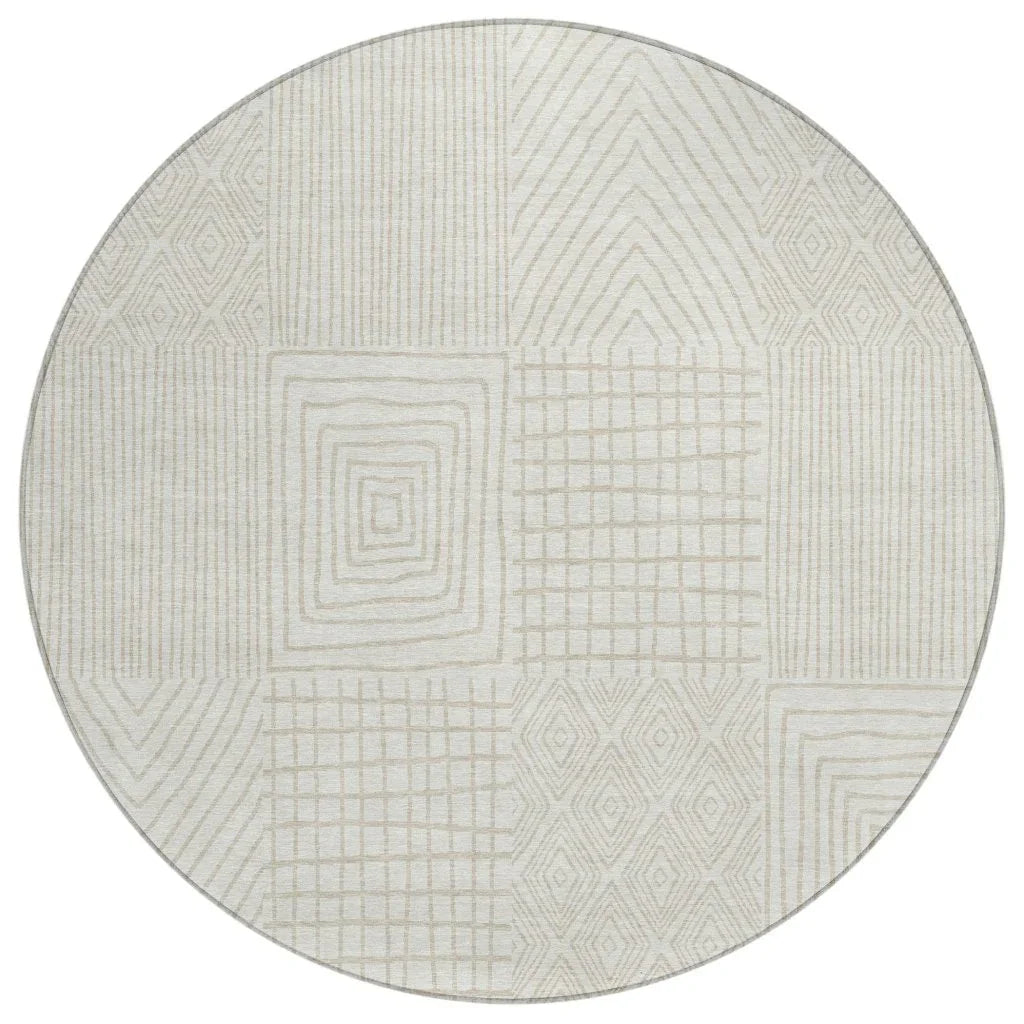 Owen Ivory Washable Indoor-Outdoor Rug-Outdoor Rugs-LOOMLAN Rugs-8' x 8'-LOOMLAN