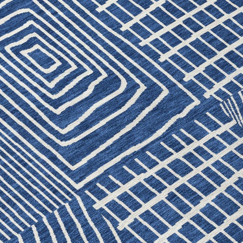 Owen Navy Washable Indoor-Outdoor Rug-Outdoor Rugs-LOOMLAN Rugs-LOOMLAN