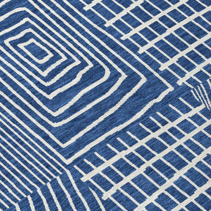 Owen Navy Washable Indoor-Outdoor Rug-Outdoor Rugs-LOOMLAN Rugs-LOOMLAN