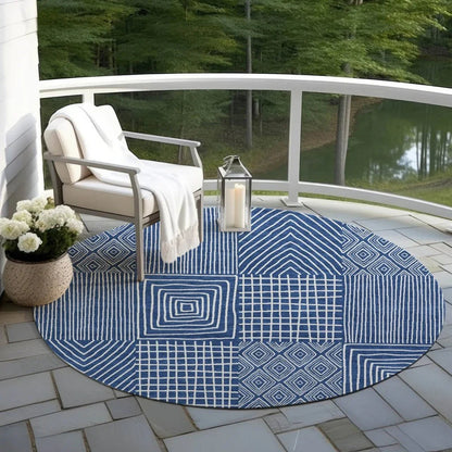 Owen Navy Washable Indoor-Outdoor Rug-Outdoor Rugs-LOOMLAN Rugs-LOOMLAN