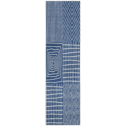 Owen Navy Washable Indoor-Outdoor Rug-Outdoor Rugs-LOOMLAN Rugs-2'3" x 7'6"-LOOMLAN