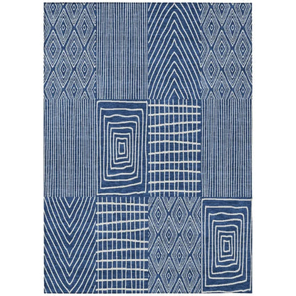 Owen Navy Washable Indoor-Outdoor Rug-Outdoor Rugs-LOOMLAN Rugs-2'6" x 3'10"-LOOMLAN