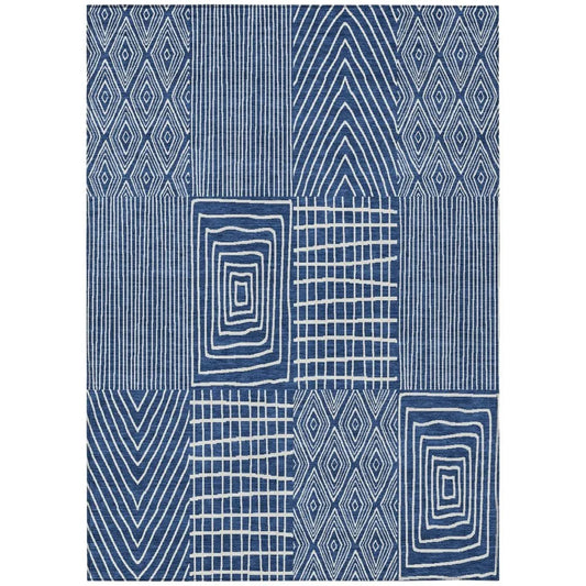 Owen Navy Washable Indoor-Outdoor Rug-Outdoor Rugs-LOOMLAN Rugs-2'6" x 3'10"-LOOMLAN